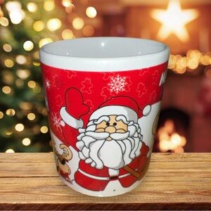 Vintage Kmart Santa Reindeers Coffee Mug Christmas coffee cup
